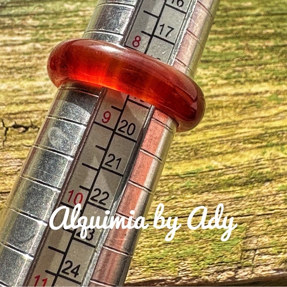 FIRE RED CARNELIAN MIDI RING BAND DAINTY BOHO - Picture 2 of 2